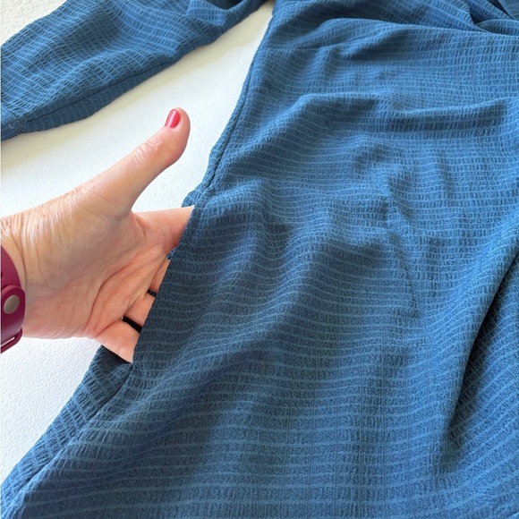 LOGO Lori Goldstein Long Sleeve Asymmetrical Teal Large Oversized Pockets Button - Picture 10 of 12